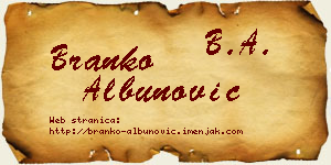 Branko Albunović vizit kartica